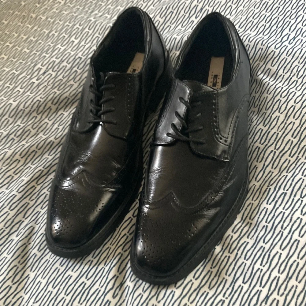 Joseph Abound Men's Black Leather Wingtip Lace-Up Oxford Dress Shoes Size 13D - Picture 7 of 8